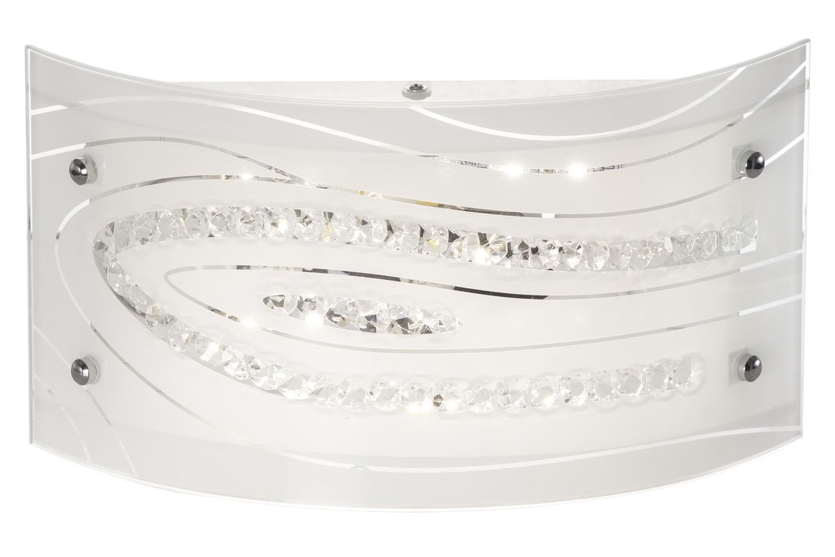 Square Polished Chrome Ceiling Fitting With White Patterned Glass