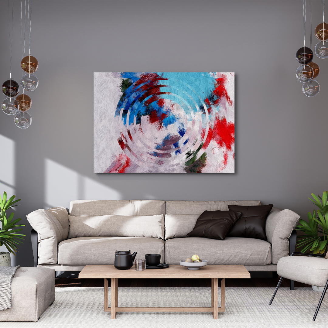 Canvas Wall Art - Circle Feathers Artwork