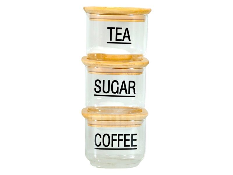 Aqua Canisters Stack with Bamboo Lid - 3 Piece