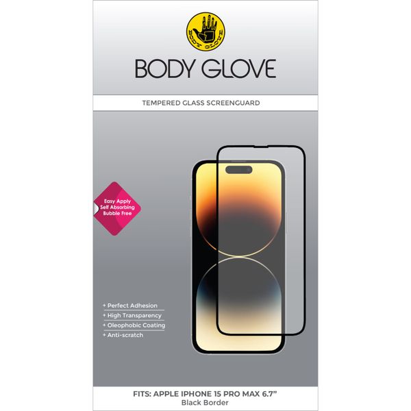 Body Glove iPhone 15 PRO MAX Tempered Glass Screen Protector - Black Border