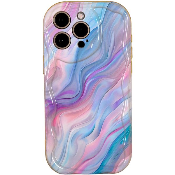Glossy Phone Case - Iridescent Marble Swirl - Compatible with 15 Pro Max