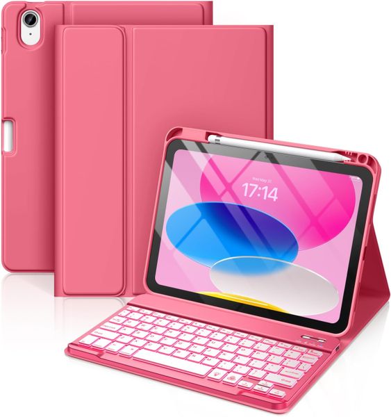 Wireless Detachable Keyboard Compatible With iPad (A16)11th/10th Gen (Pink)