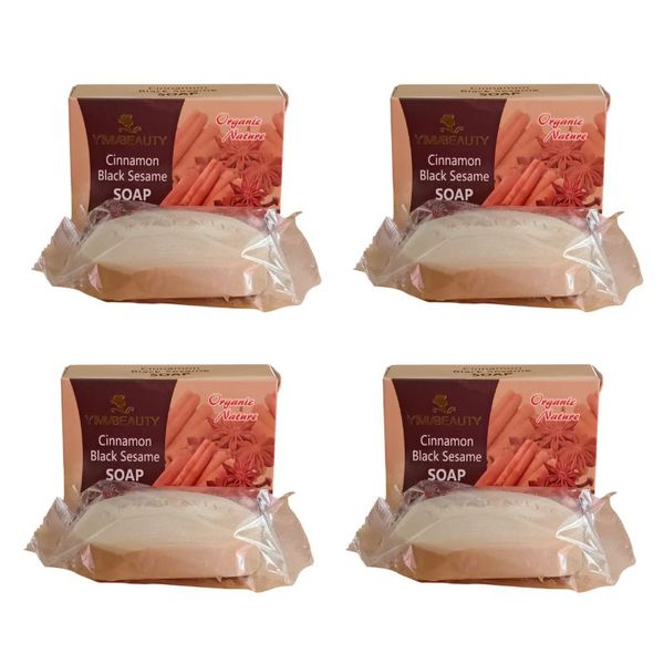Yimia Beauty Cinnamon | Black Sesame Soap | Detox &amp; Exfoliating | 4 Pack