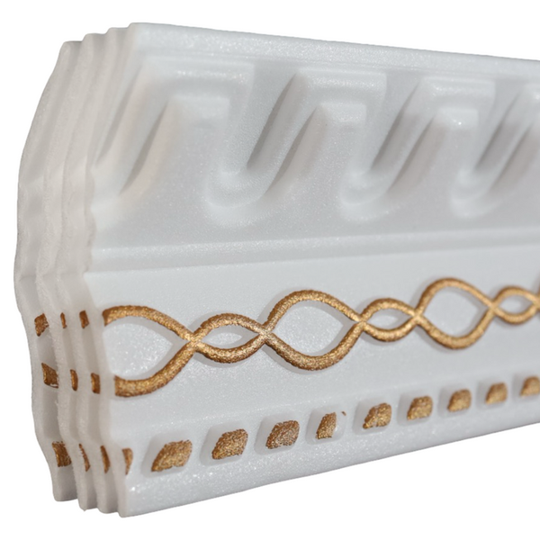 T19 White &amp; Gold 2m Cornice