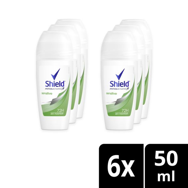 Shield Women Sensitive Antiperspirant Roll-On Deodorant 6x50ml