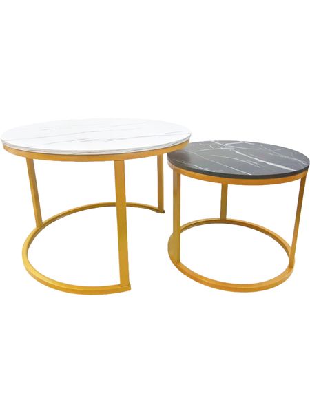 LUCKIN Modern Marble Design Nesting Table Easy Assembly Coffee Table Set