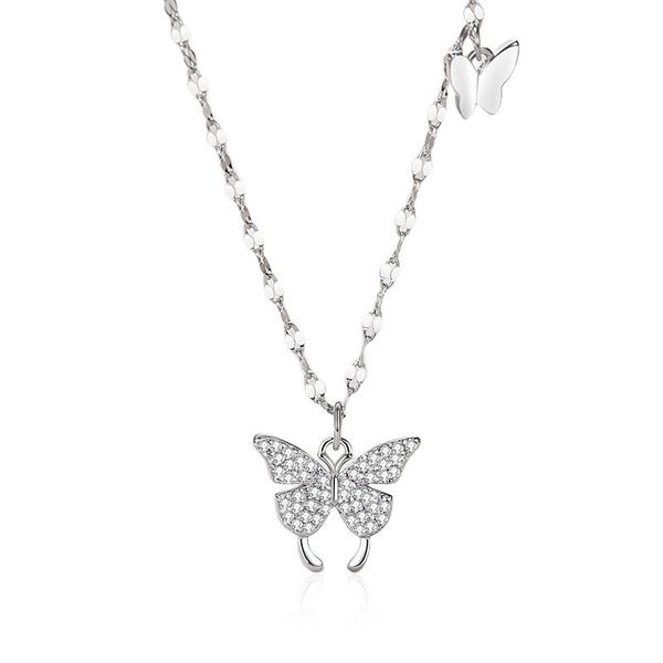 999 Silver Butterfly Pendant Necklaces
