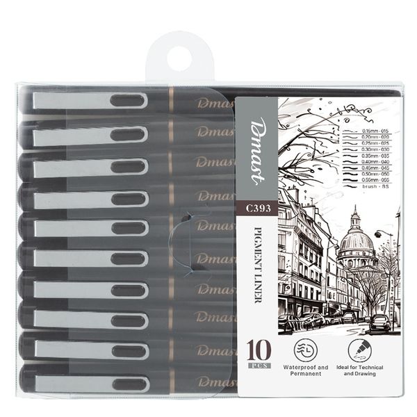 Dmast Pigment Liner 10pcs Black