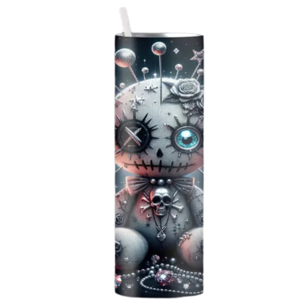 20 OZ Stainless Steel Skinny Voodoo Doll Tumbler with Straw