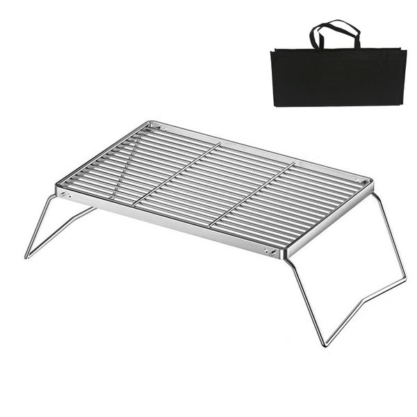 50cm Folding Campfire Grill with Carrying Bag, 304 Stainless Grate Grill