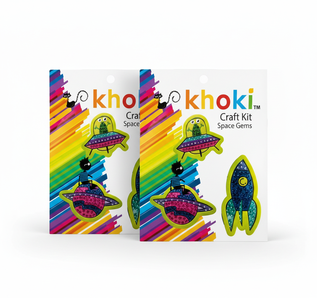 Khoki Gem Art Craft Kit for Kids with Keychains and Stickers - 2 Pack