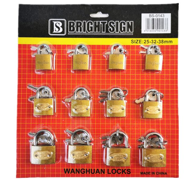 Padlock Set Of 12 Locks - Bronze