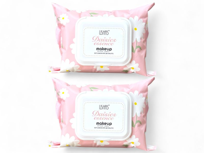 Set of 2 - Ushas Daisies Deep Cleansing Makeup Remover Micellar Wipes