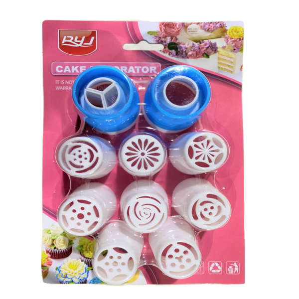 10 Pieces Of Flower Icing Piping Nozzles - White/Blue