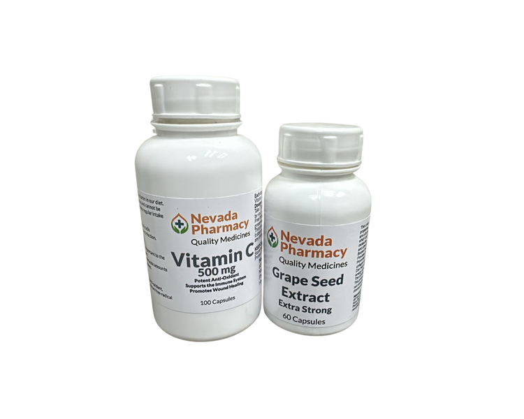 Nevada Pharmacy Grape Seed Extract caps 60 + Vitamin C Caps 100