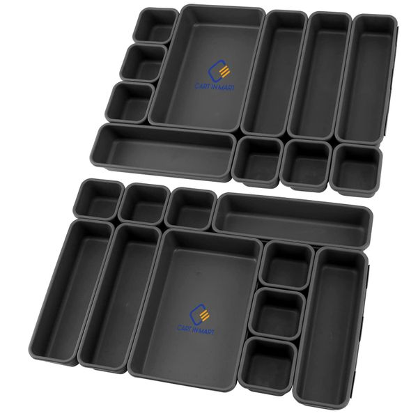Plastic Drawer Organiser Storage Bins For Makeup Bathroom Utensils - 22 Piece