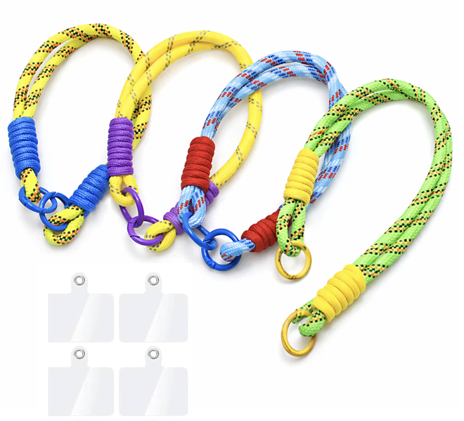 4 Pieces Colorful Lanyard with Rings Wrist Strap Phone String Phone and Key