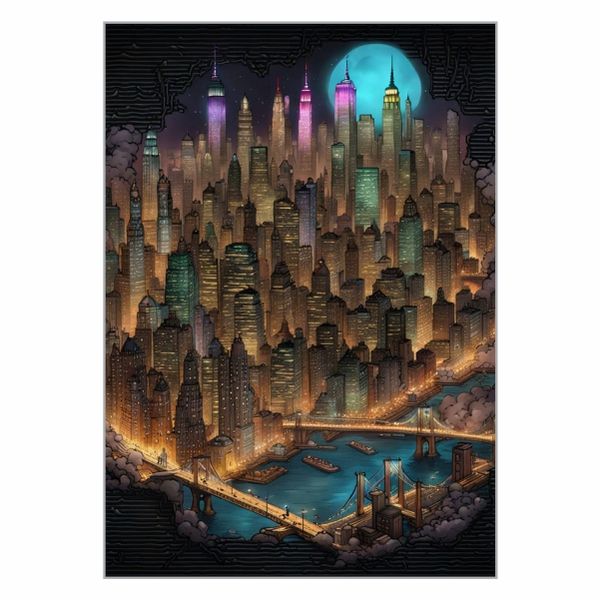 New York City Cartoon Poster - A1