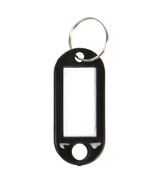 PrimeLine - Soft Type Plastic Key Ring Tags - Black x 20