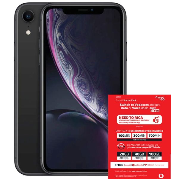 Apple iPhone XR 64GB - Black (GAN) + Vodacom SIM Card Pack