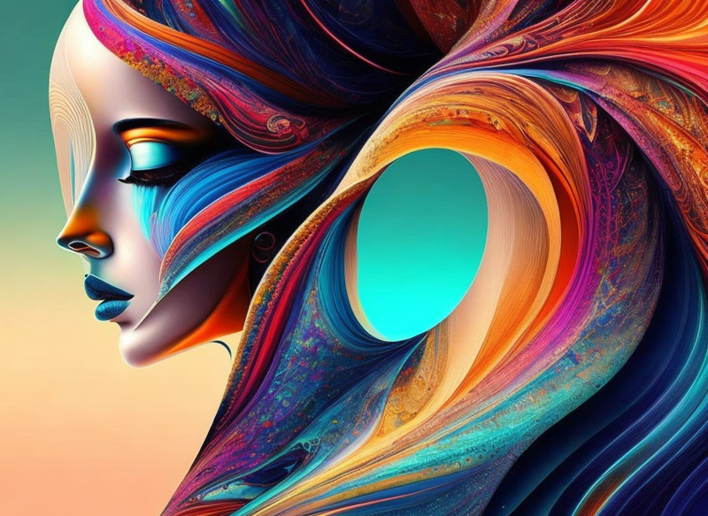 Canvas Wall Art Home Decor - Colourful Lady Abstract
