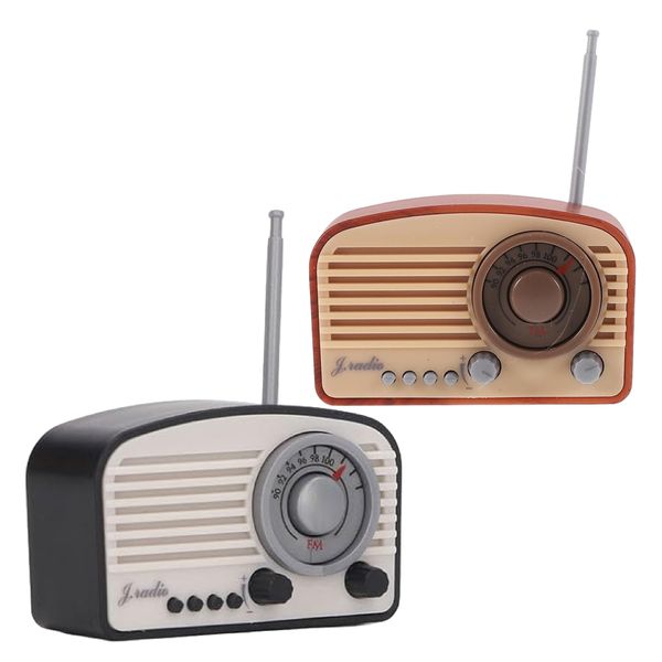 Toy Miniature Decoration Dollhouse Mini Radio Black/Brown Set Of 2 -4cm