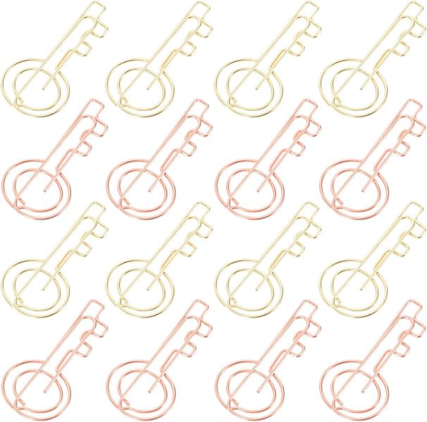 30pcs Key Shaped Paper Clips Metal Office Document Organizing Clips
