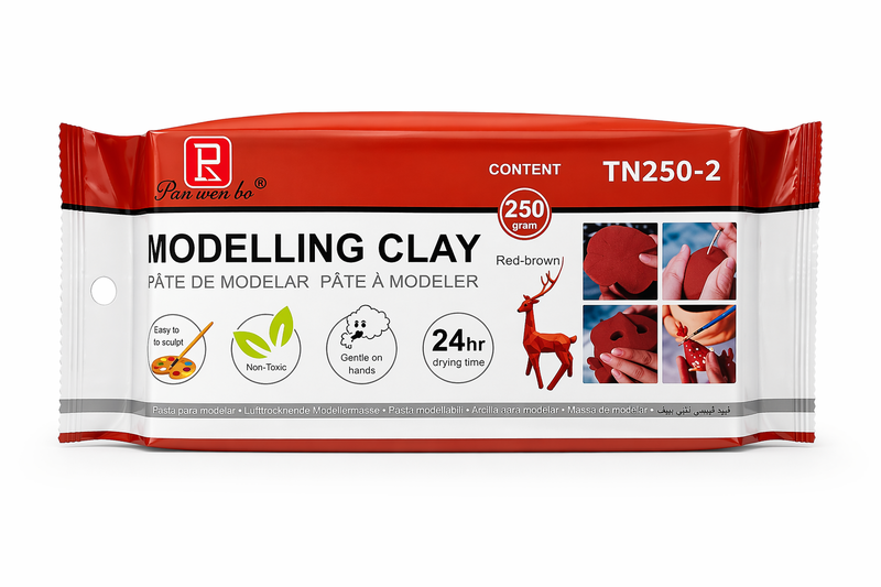 Pan Wen Bo Modelling Clay 250g - Air Dry Red-Brown Sculpting Clay