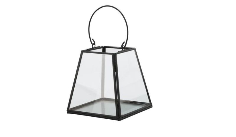 Decorative Glass Lantern for Home Decor - Black Finish
