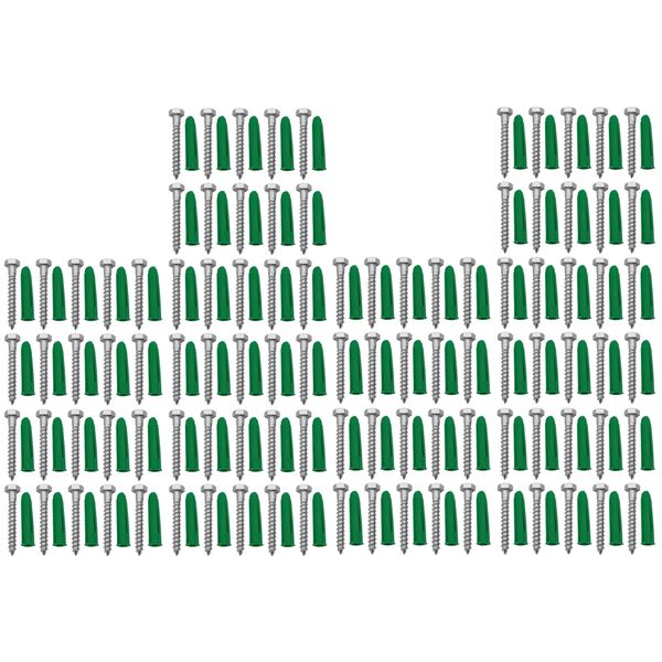 100 X Coach Screws Galvanized (65mm x 8mm) plus 100 X Wall Plugs combo.