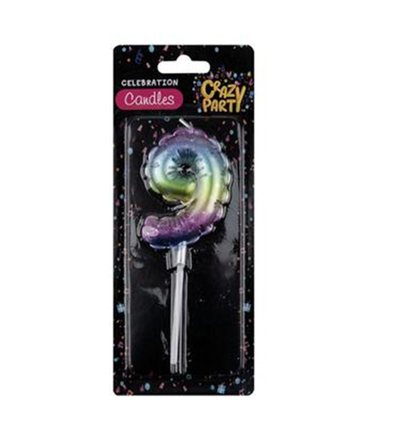 Crazy Party - Rainbow Birthday Balloon Candle 5cm "9" x 2