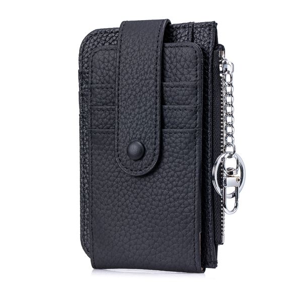 RFID Mega Mini Wallet Slim Wallet Genuine Leather with Zipper