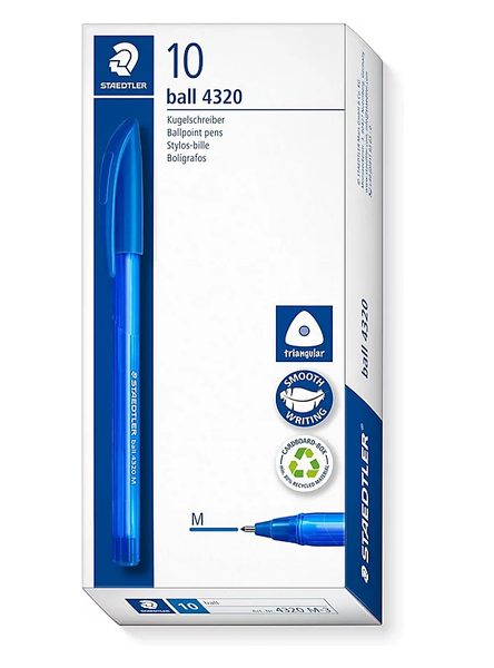 Staedtler Ball 4320 M - Pack of 10 Ballpoint Pens - Triangular