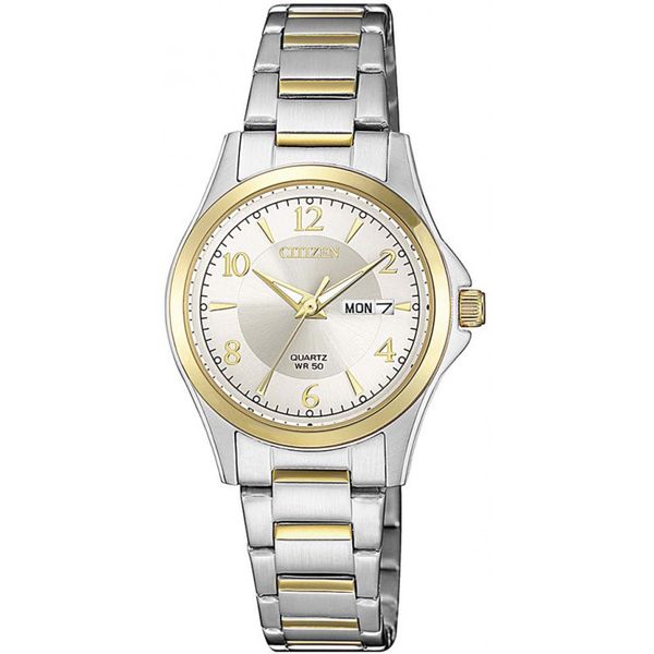 Citizen Ladies Silver Two Tone Quartz Watch - EQ0595-55A