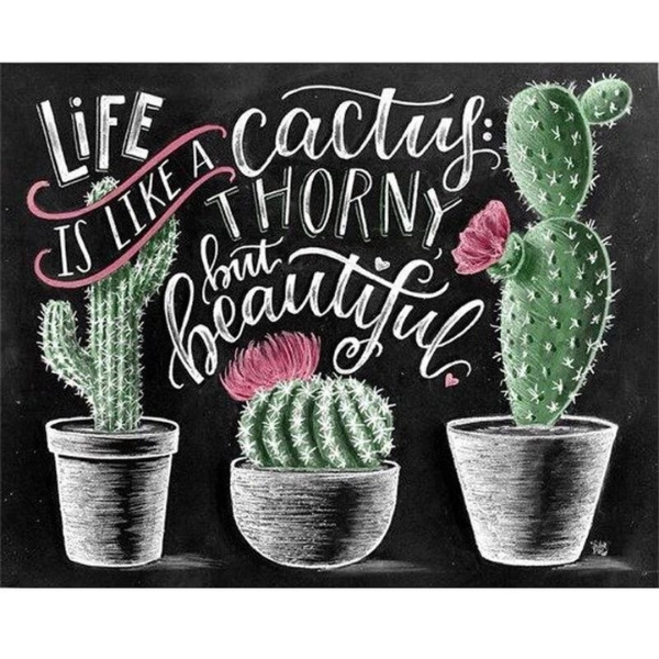 Diamond Painting - Life Is Like A Cactus - Round
