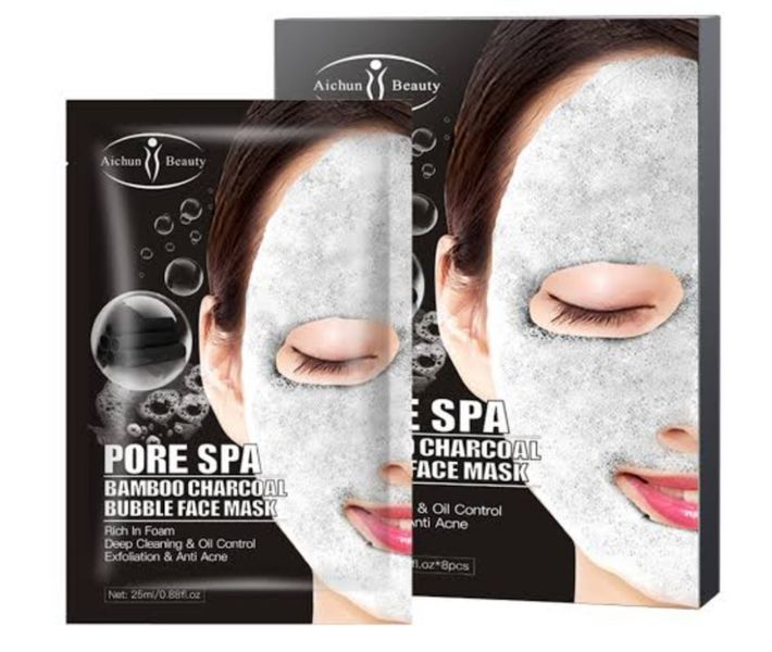 Pore SPA Bamboo Charcoal Bubble Face Mask - 8 Pieces