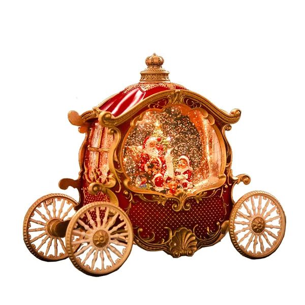 Christmas Pumpkin Carriage LED Storm Snow Globe - With Christmas Jingles