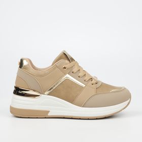 Butterfly Feet Empire 1 Taupe Women Faux Leather Sneaker | Shop Today