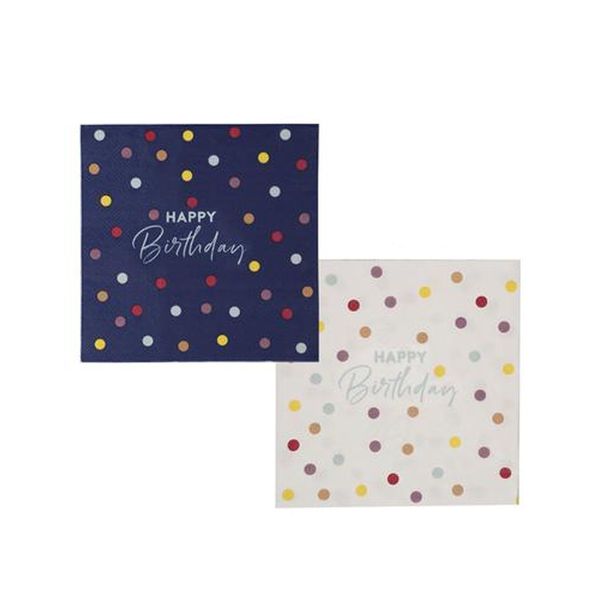 Serviettes - 2ply - 33cm - 20 Piece Dot H-Birthday
