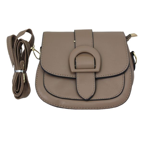 Khaki Handbag with Buckle Design