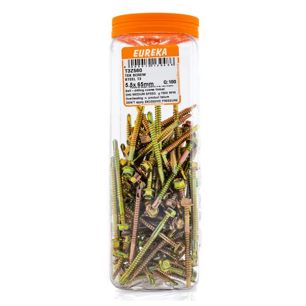 EUREKA Tek Screw Hex Head Coarse Thread 5.5 x 65mm Q:100 T3Z560