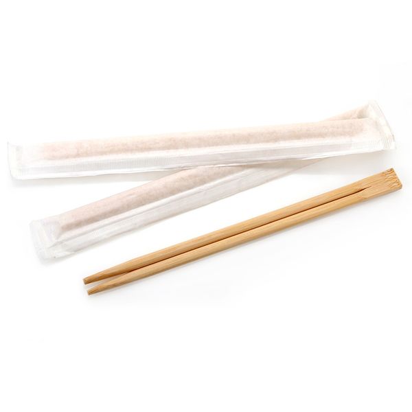 Bamboo Fused Chopsticks in White Paper Sleeve - 23cm - Pack of 100
