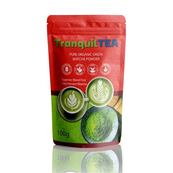 TranquilTEA 100% Pure Organic Green Matcha Tea Powder - 100g