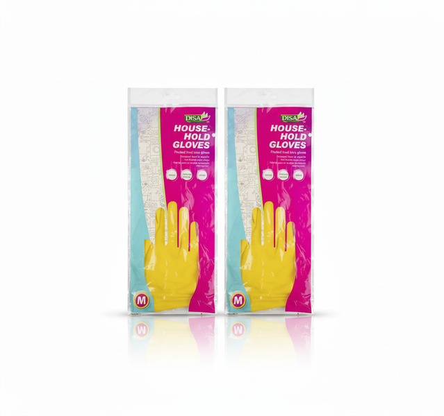 Disa Medium Rubber Household Gloves for Cleaning and Dishwashing - 2 Pack