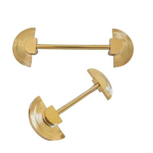 Brass Fan Door handle - Set of Two