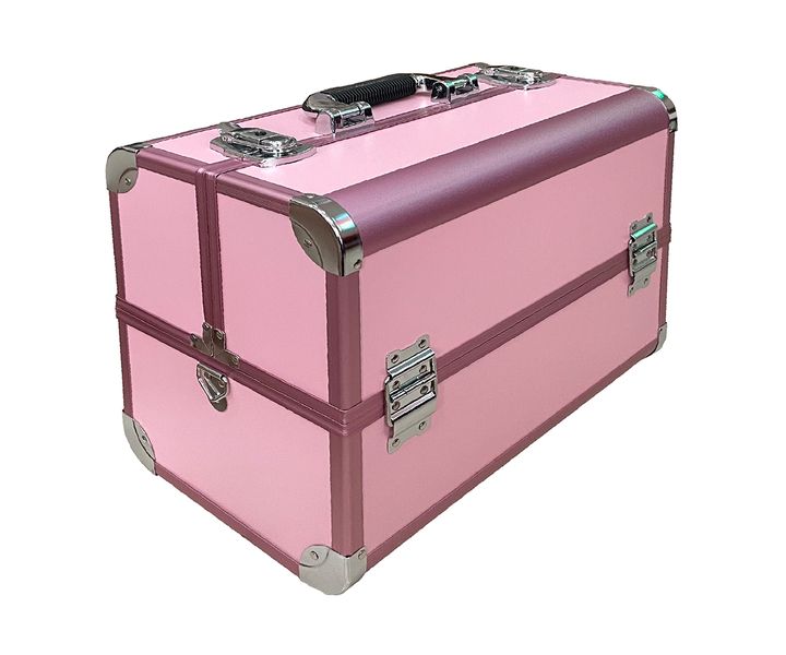 Professional Cosmetic Makeup Case with Lockable Key - Black and Pink