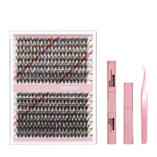 140 Pieces Natural False Eyelashes Set Soft Single Eyelashes 8-16mm Mixed