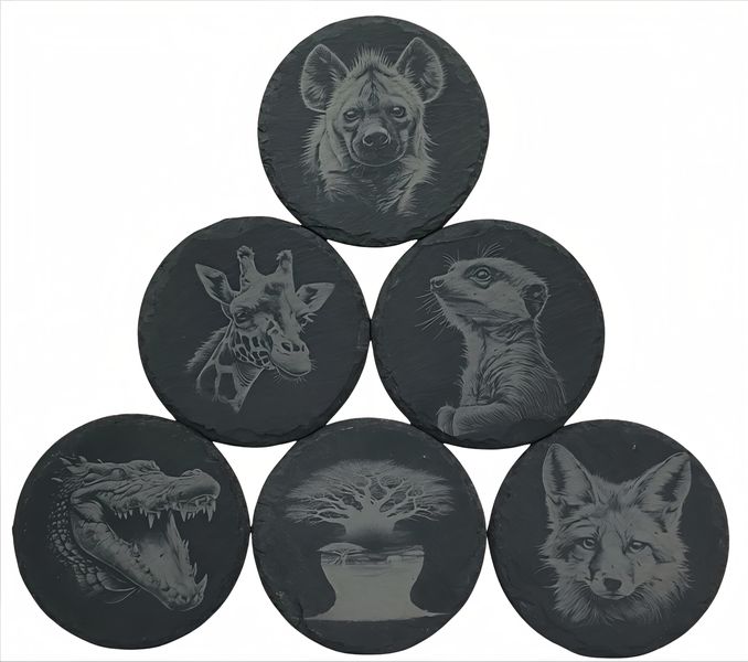 Serengeti Slate Coaster Set - 6 Piece African Wildlife Gift Set