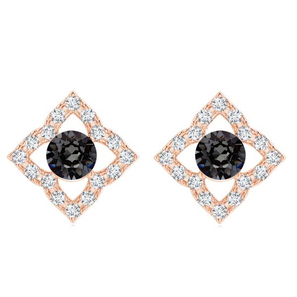 Stella Luna Clover Earrings- Swarovski Silver Night Crystal Rosegold