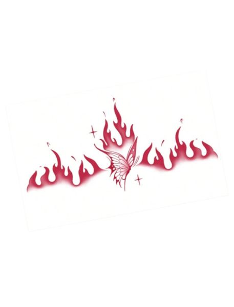 1 Piece - Flame Butterfly Temporary Tattoo - Red